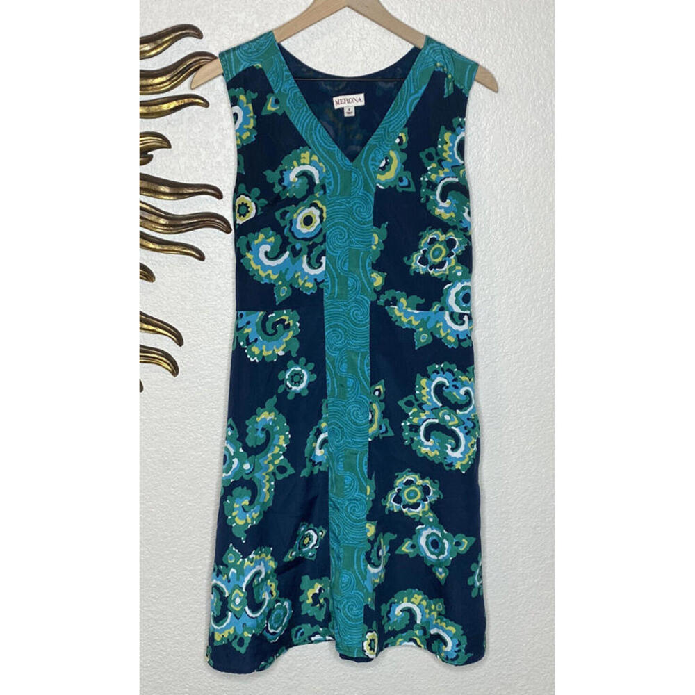 Merona Blue Green Dress Size 8